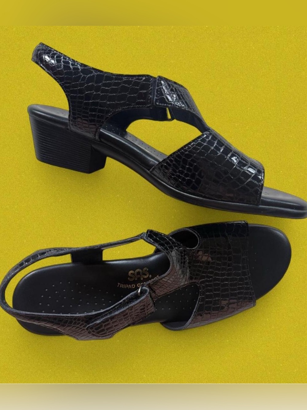 SAS Women's Black Suntimer Heeled Slingback Sandal